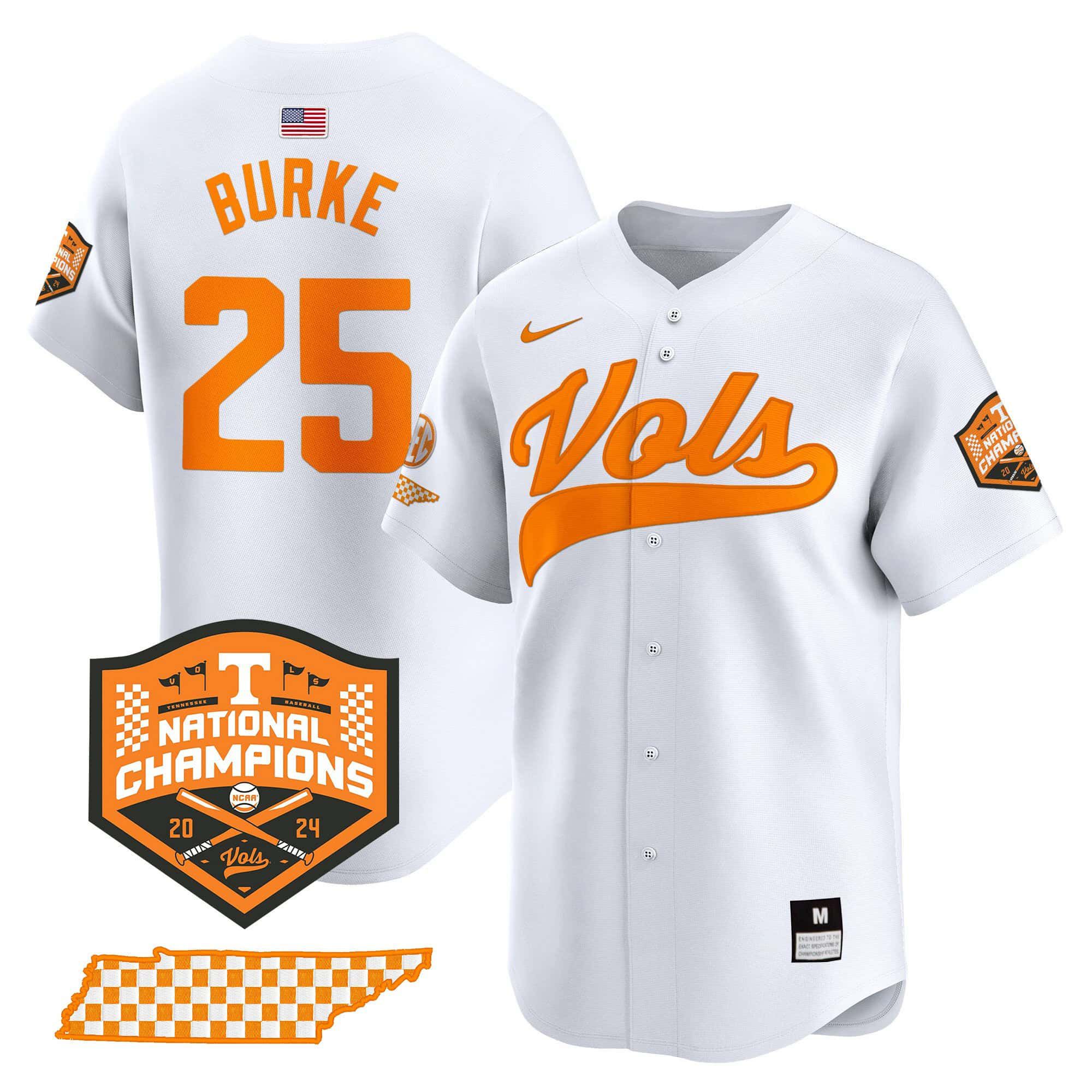 Men Tennessee Volunteers #25 Burke White 2024 Nike Champions Vapor Premier Limited NCAA Jersey->ncaa teams->NCAA Jersey